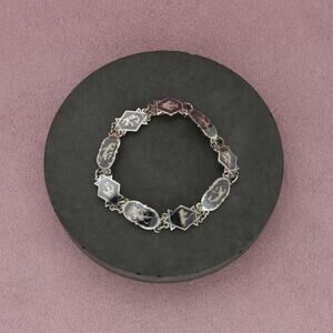 sterling silver vintage siam nielloware mekkala panel bracelet size 6.25in